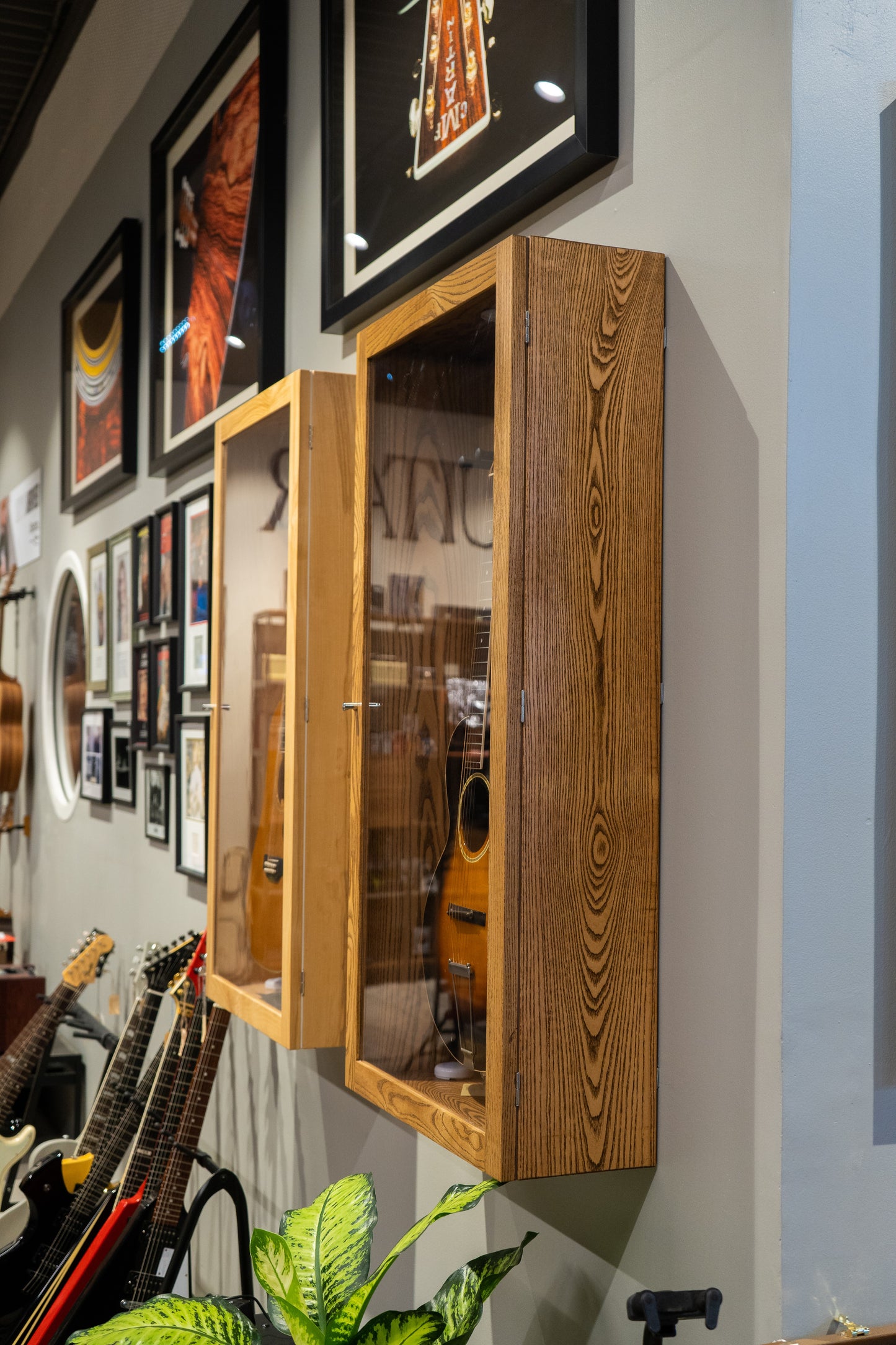 Deluxe Hardwood Guitar Display Cabinet