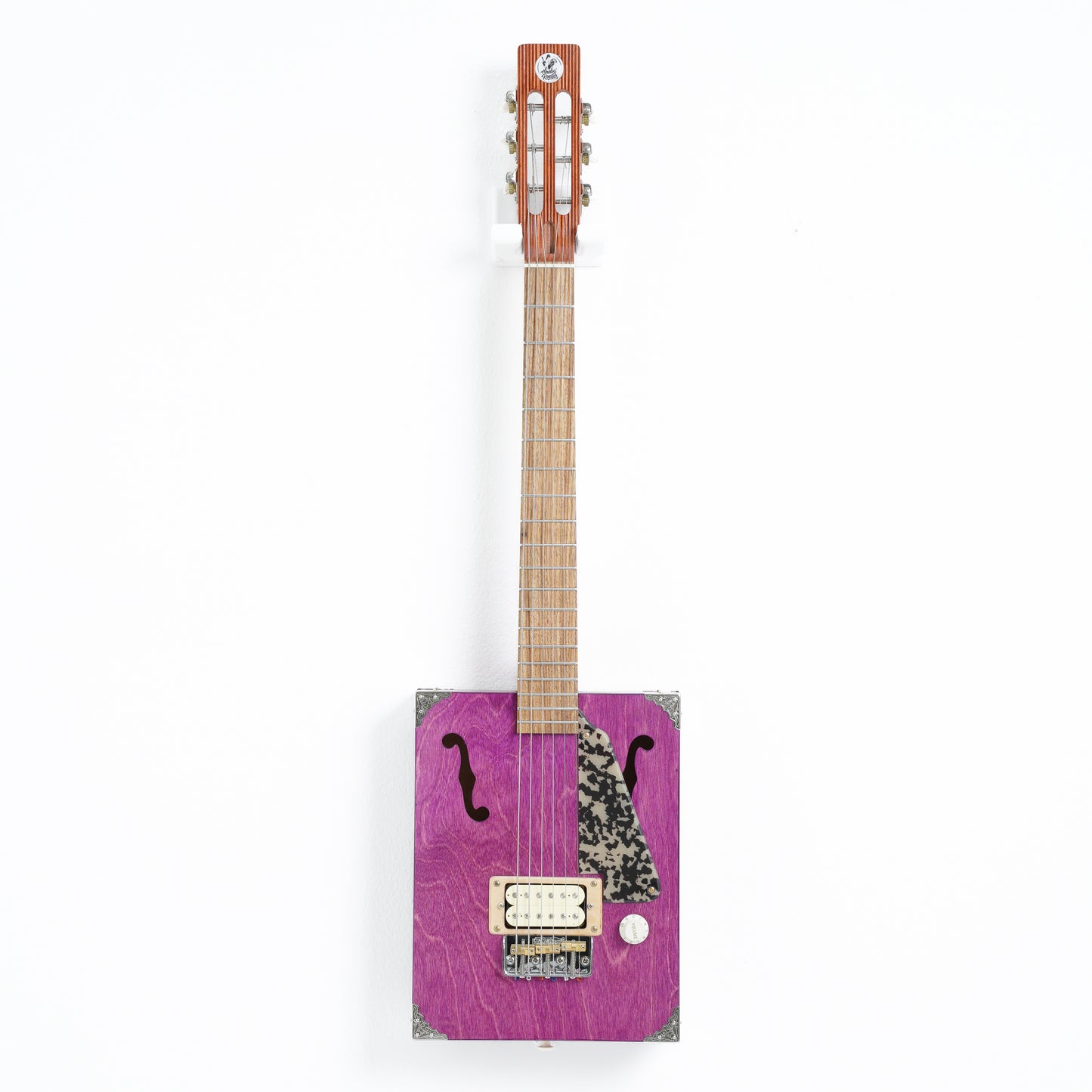 6 String Cigar Box Guitar Purple Leopard