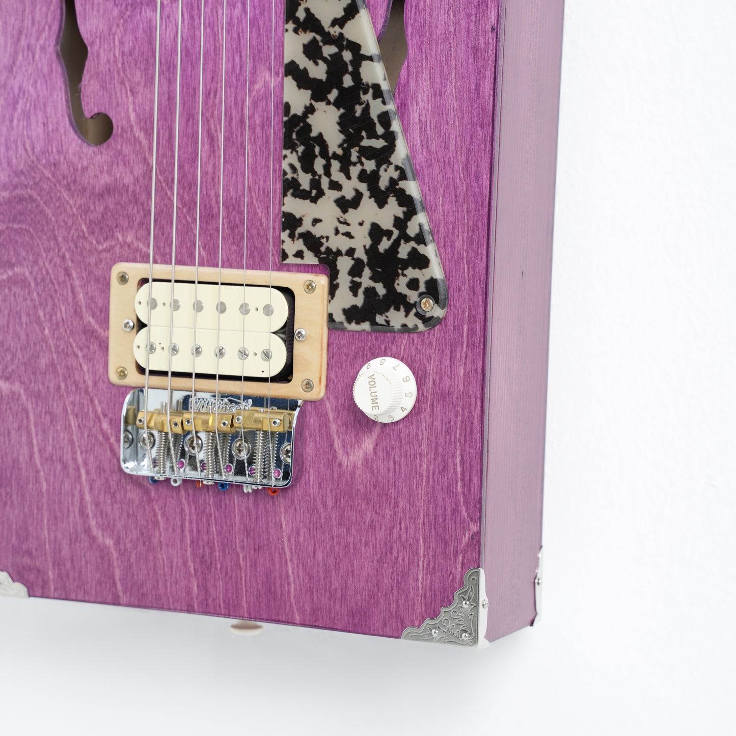 6 String Cigar Box Guitar Purple Leopard