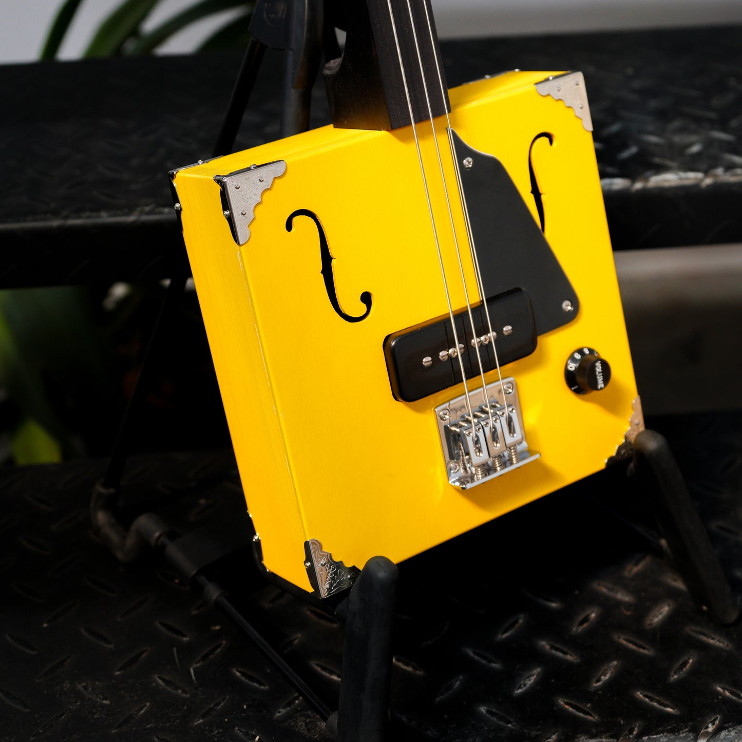 3 String Cigar Box Guitar TV Yellow