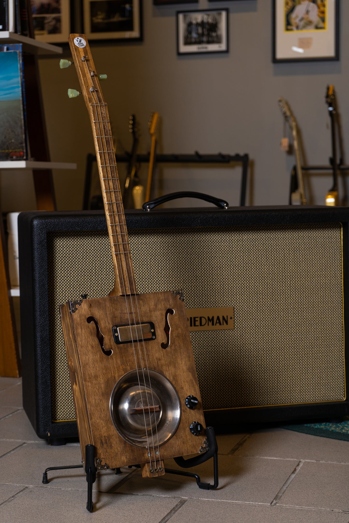 Dog Bowl Resonator 3 string  Cigar Box Guitar