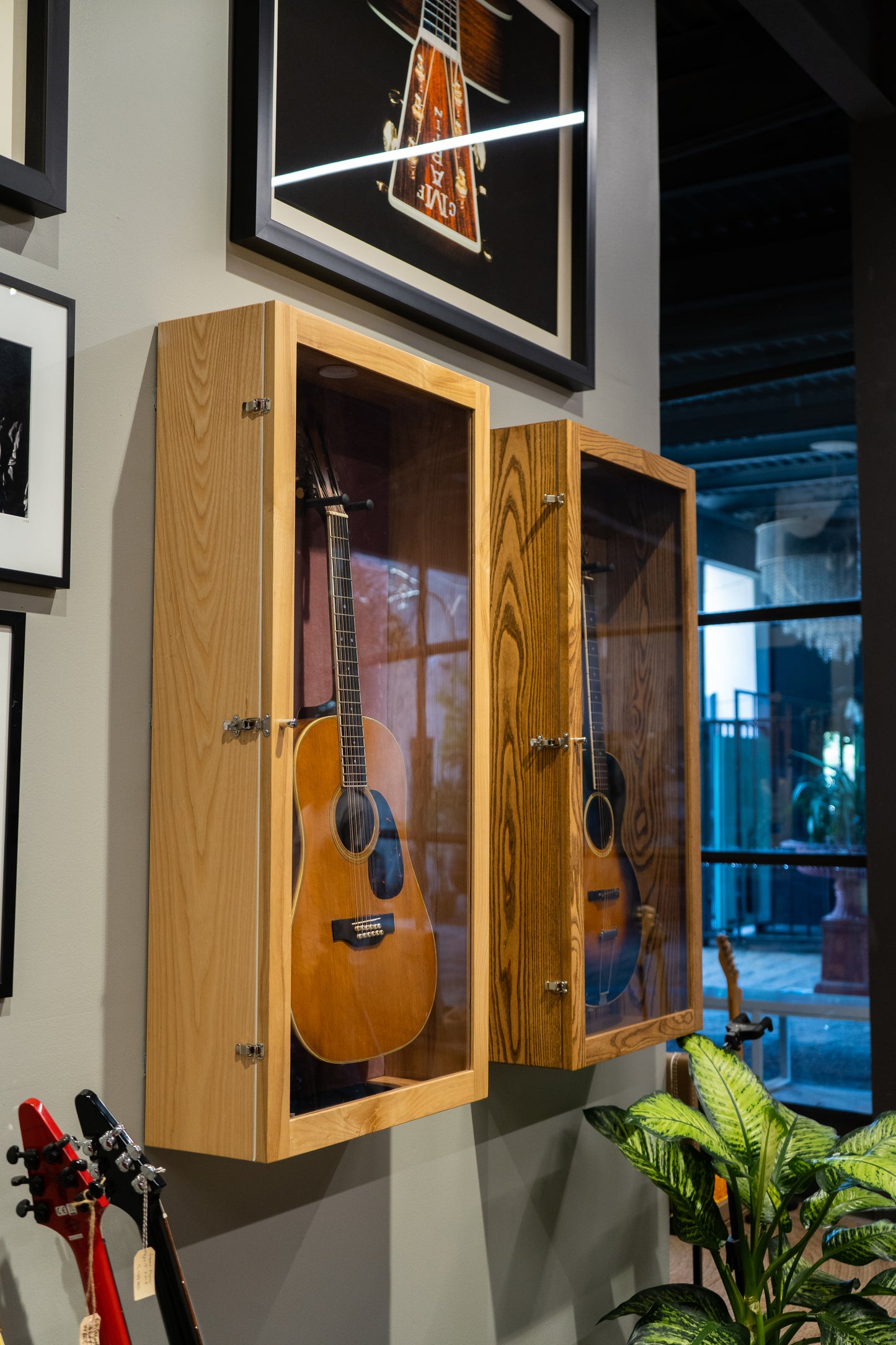 Deluxe Hardwood Guitar Display Cabinet